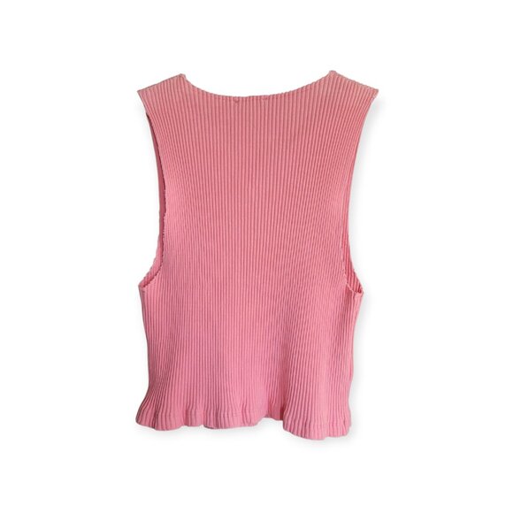 Zara sleeveless thick ribbed bubblegum pink stretchy tank top size L (fits S/M) - Picture 2 of 9